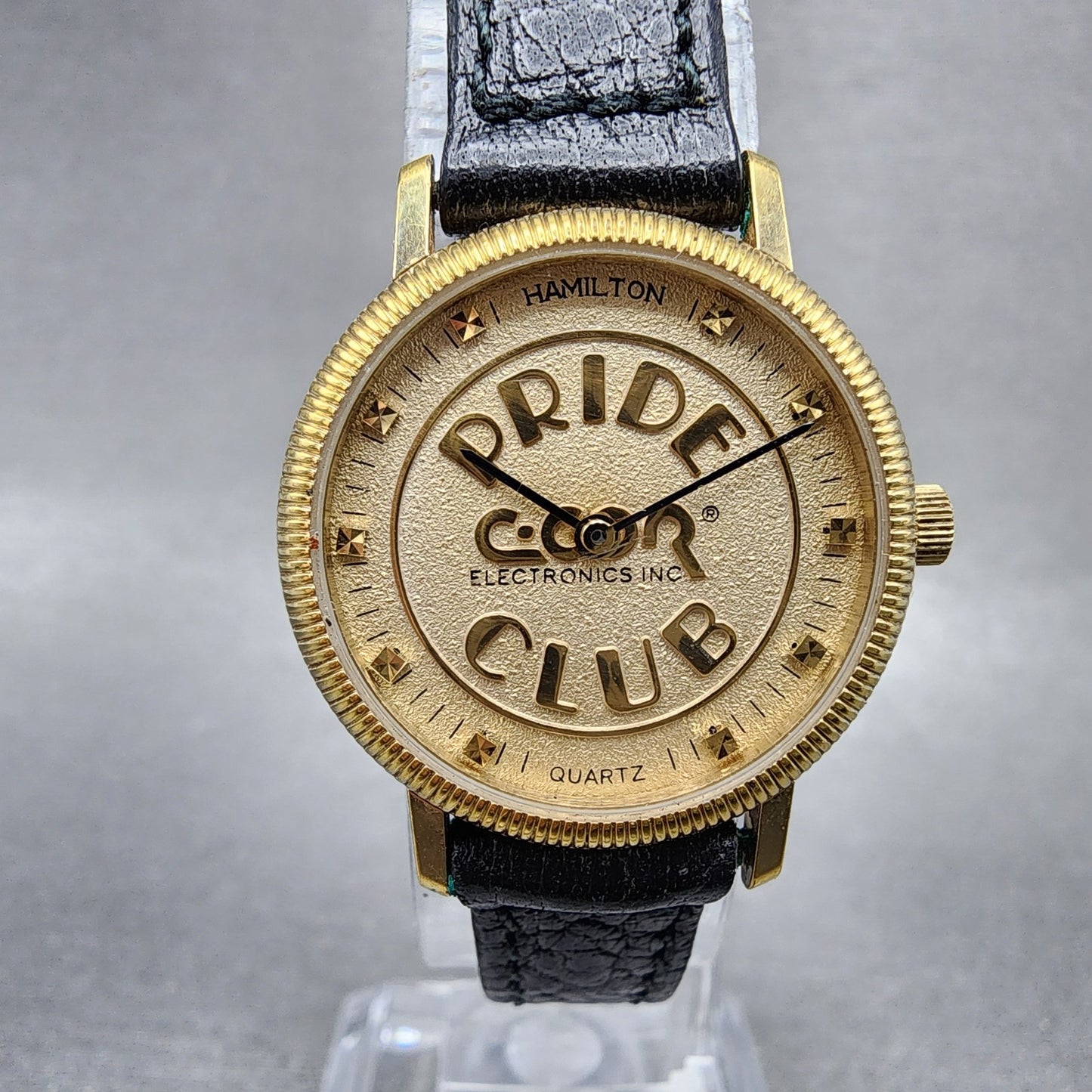 Hamilton Watch Women 24mm Gold Dial Gold Tone Pride Club Round 8442 New Battery0