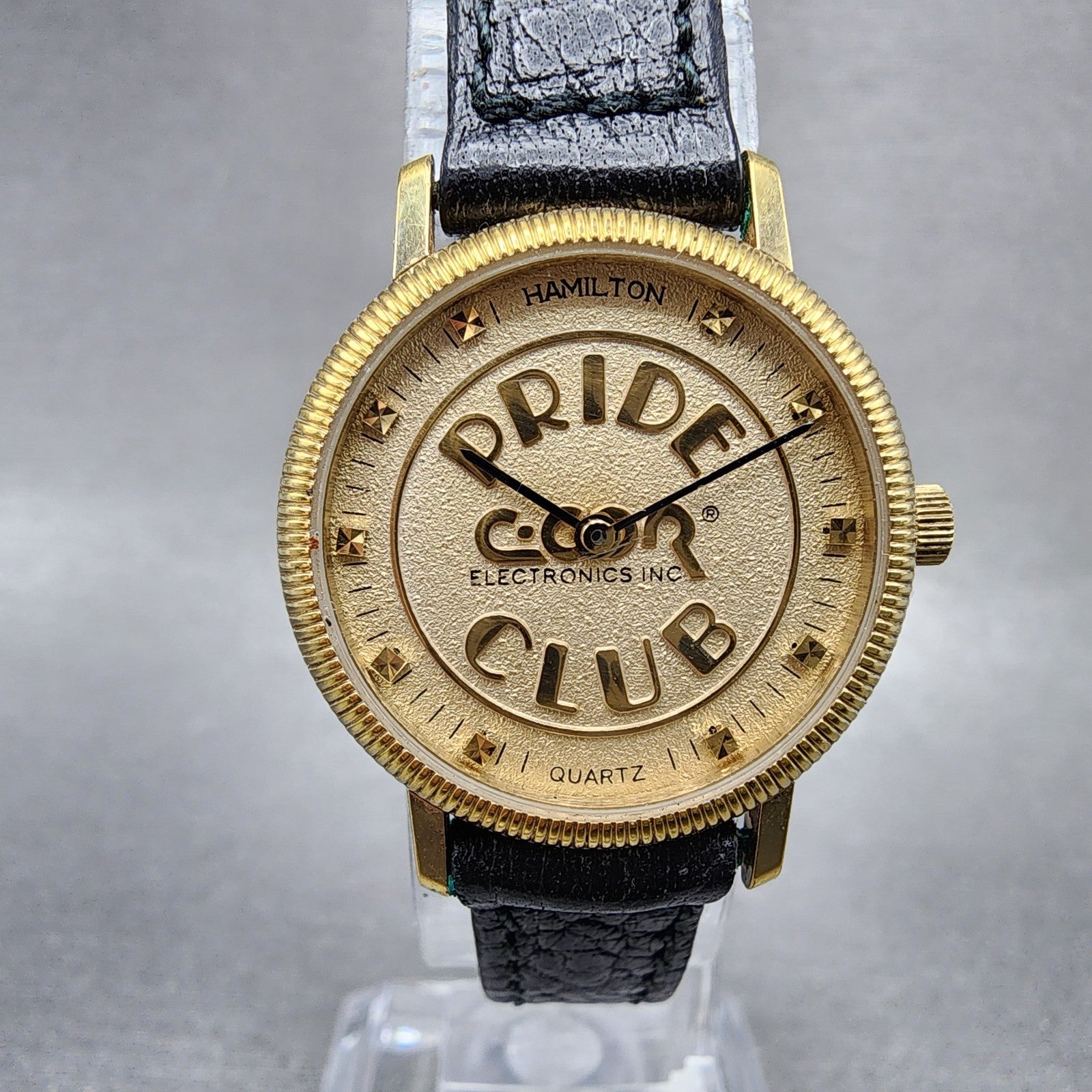 Hamilton Watch Women 24mm Gold Dial Gold Tone Pride Club Round 8442 New Battery0