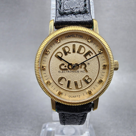 Hamilton Watch Women 24mm Gold Dial Gold Tone Pride Club Round 8442 New Battery0