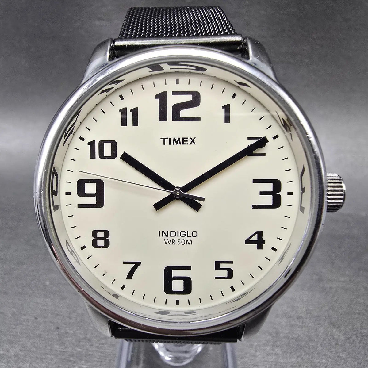 Timex Easy Reader Watch Men 43mm Cream Dial Silver Round New Battery T282010