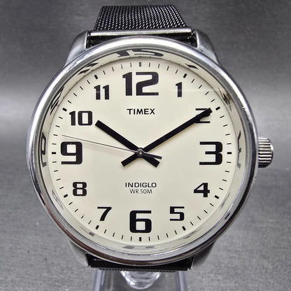 Timex Easy Reader Watch Men 43mm Cream Dial Silver Round New Battery T282010