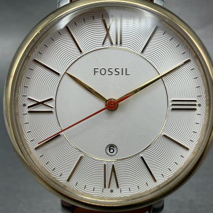 Fossil Jacqueline Watch Women 36mm White Dial Two Tone Date Round ES3737 Newbatt1