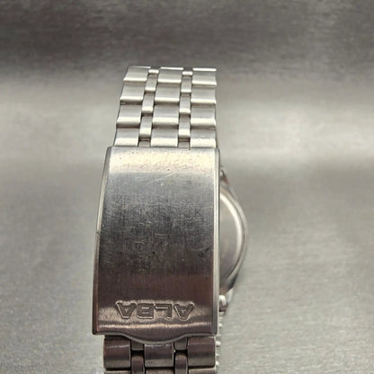 Seiko Alba Watch Men 34mm White Dial Silver Tone Daydate Round V333-7030 New Bat7