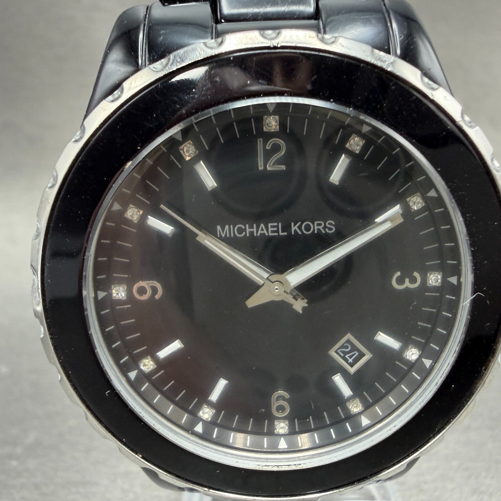 Michael kors Watch Women 41mm Black Dial Black Tone Date Round MK-5248 New batt1