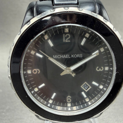 Michael kors Watch Women 41mm Black Dial Black Tone Date Round MK-5248 New batt1