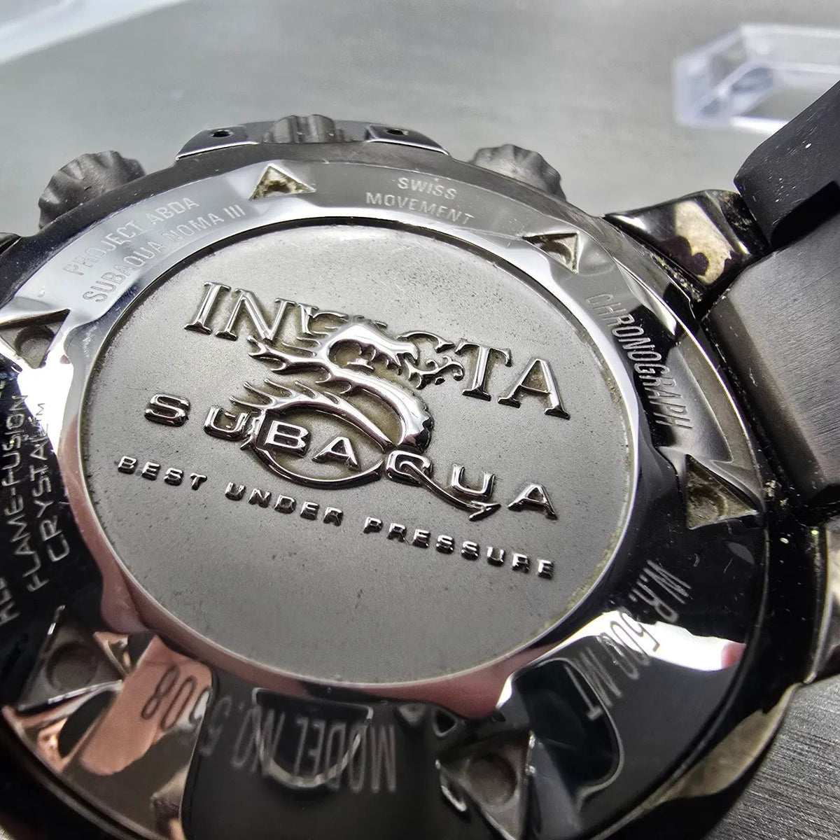 Invicta Reserve Sub Aqua Chrono Watch Men 50mm Black Dial Black Date 5508 Works9