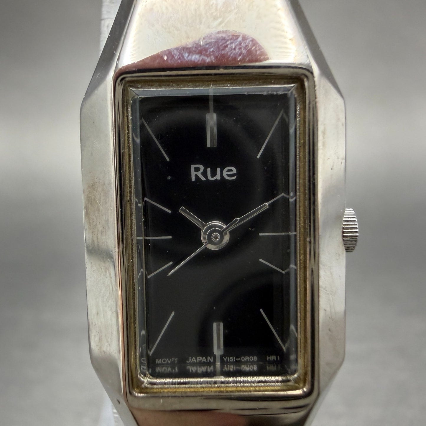Seiko ALBA Rue Watch Women 17mm Black Dial Silver Rectangle Y151-5E20 New batt1