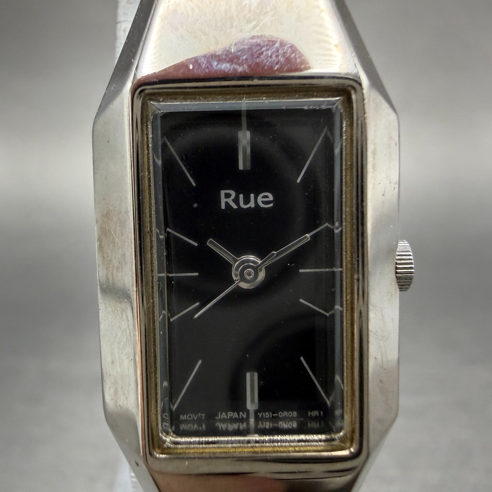 Seiko ALBA Rue Watch Women 17mm Black Dial Silver Rectangle Y151-5E20 New batt1