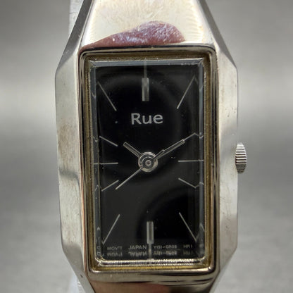 Seiko ALBA Rue Watch Women 17mm Black Dial Silver Rectangle Y151-5E20 New batt1