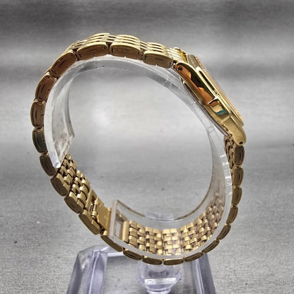 Seiko Watch Women 20mm Silver Dial Gold Tone Oval V401-6250 New Battery Vintage8