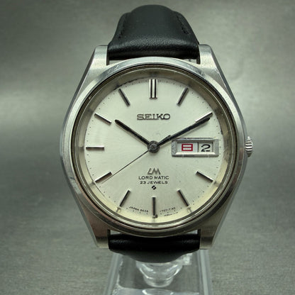 Seiko Lord Matic Watch Men 37mm Silver Dial Steel Daydate READ!!! 5606-7070 Runs0