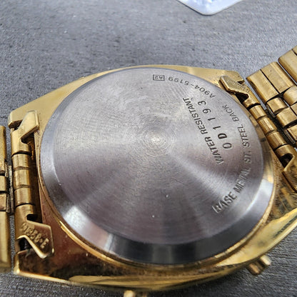 Seiko Digital Watch Men 33mm LCD Stainless Steel Alarm Chrono A9045199 New Batt9