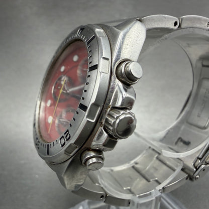 Orient Town & Country Chronograph Watch Men Red Dial Steel Date TD01-C0 PARTS3