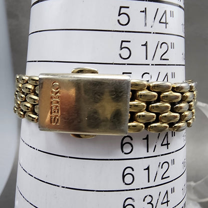 Seiko Solar Watch Women 24mm White Dial Gold Tone Round V1140AE0 Runs9