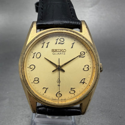Seiko Watch Men 36mm Champagne Dial Gold Tone Round 7121-8000 New Battery GH30