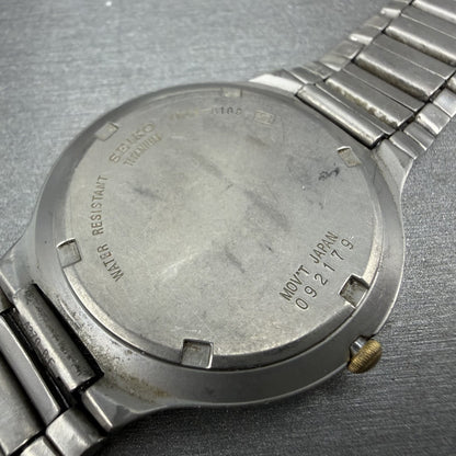 Seiko Watch Men 37mm Blue Dial Titanium Date Round Bracelet 7N428109 PARTS10