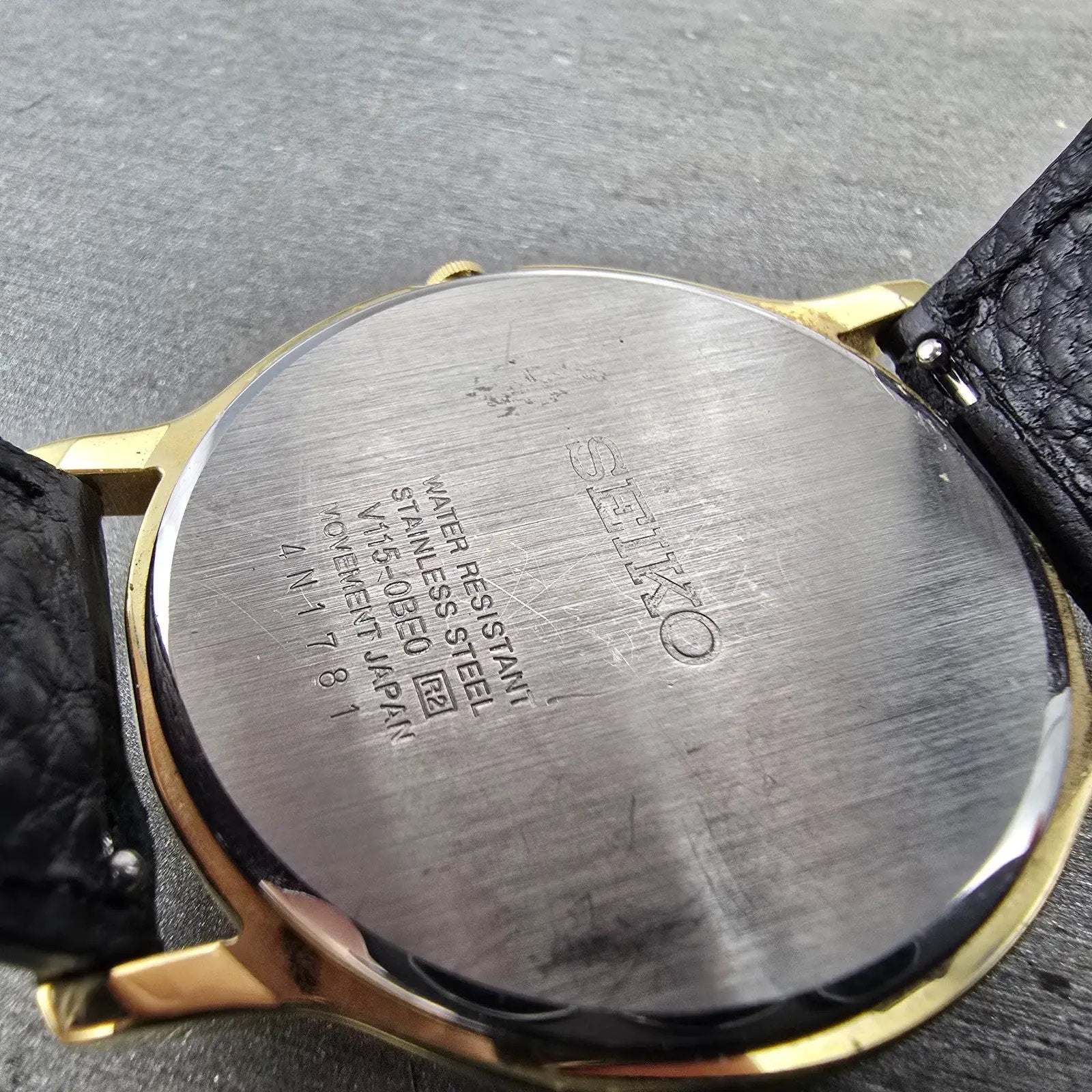 Seiko Solar Watch Men 38mm Cream Dial Gold Tone V115-0BE0 Runs Roman Numerals9