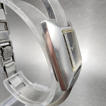 VTG Seiko Watch Women 24mm Black Dial Steel Rectangle Manual Wind Runs 1134703