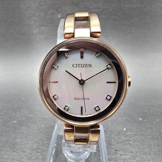 Citizen Eco-Drive Watch Women 28mm MOP Dial Rose Gold Tone E031-R008960 Runs0