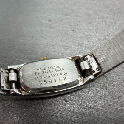 Seiko Tank Watch Women 13mm Gold Dial Gold Tone Rectangle 2E20-6319 New Battery69