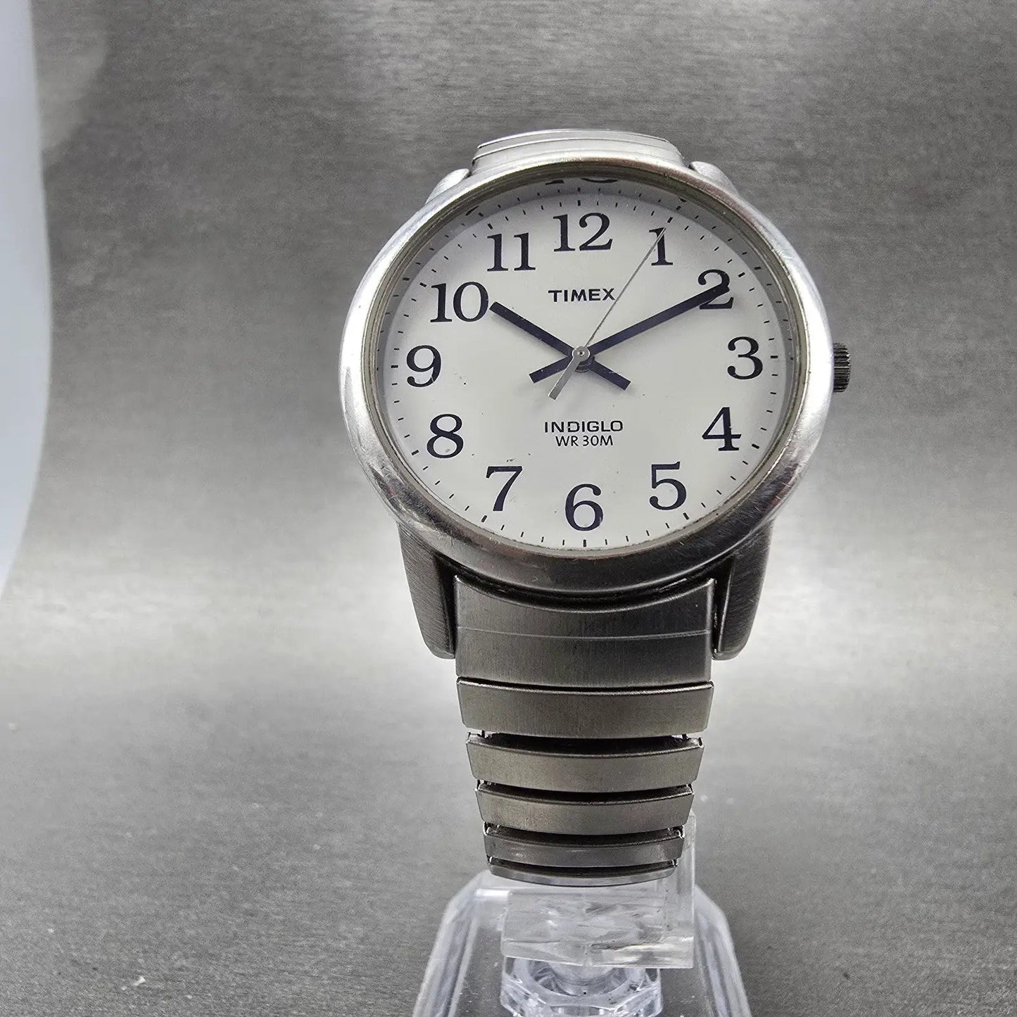 Timex Easy Reader Watch Men 35mm White Dial Silver Tone Round New Battery  HINK5