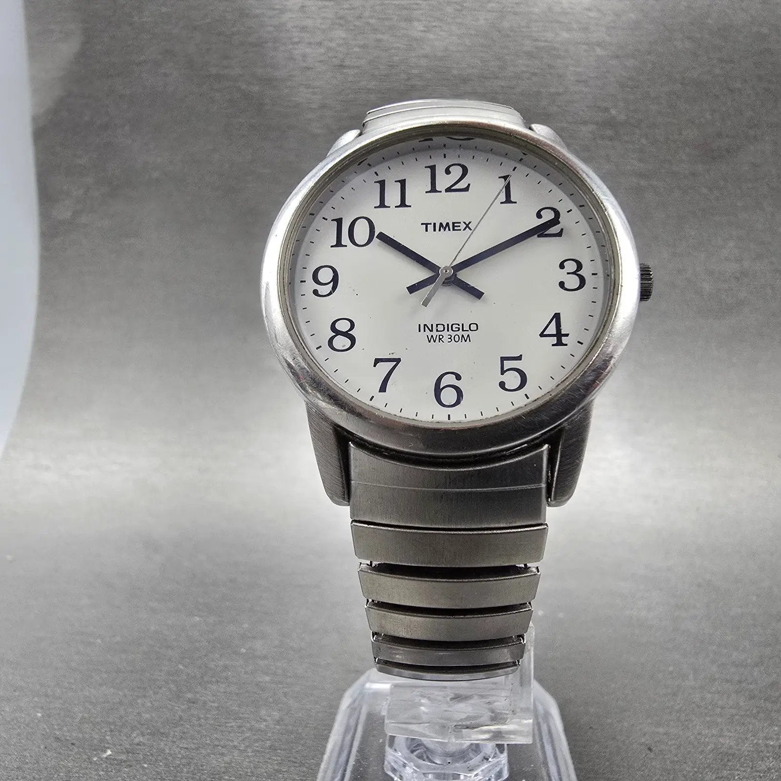 Timex Easy Reader Watch Men 35mm White Dial Silver Tone Round New Battery  HINK5