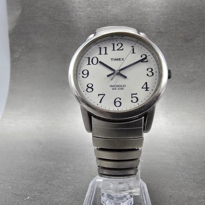 Timex Easy Reader Watch Men 35mm White Dial Silver Tone Round New Battery  HINK5
