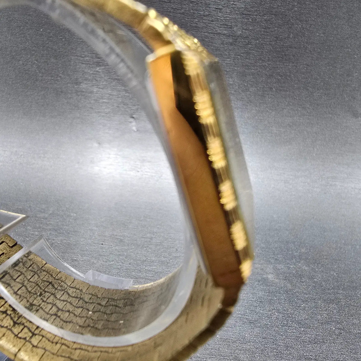 Wittnauer Tank Watch Men 25mm Gold Dial Gold Tone Rectangle Mesh Band New Batt 63