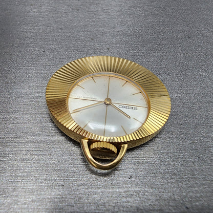 Seiko Pendant Watch Women 33mm Manual Wind White Dial Gold Plated Manual Runs4