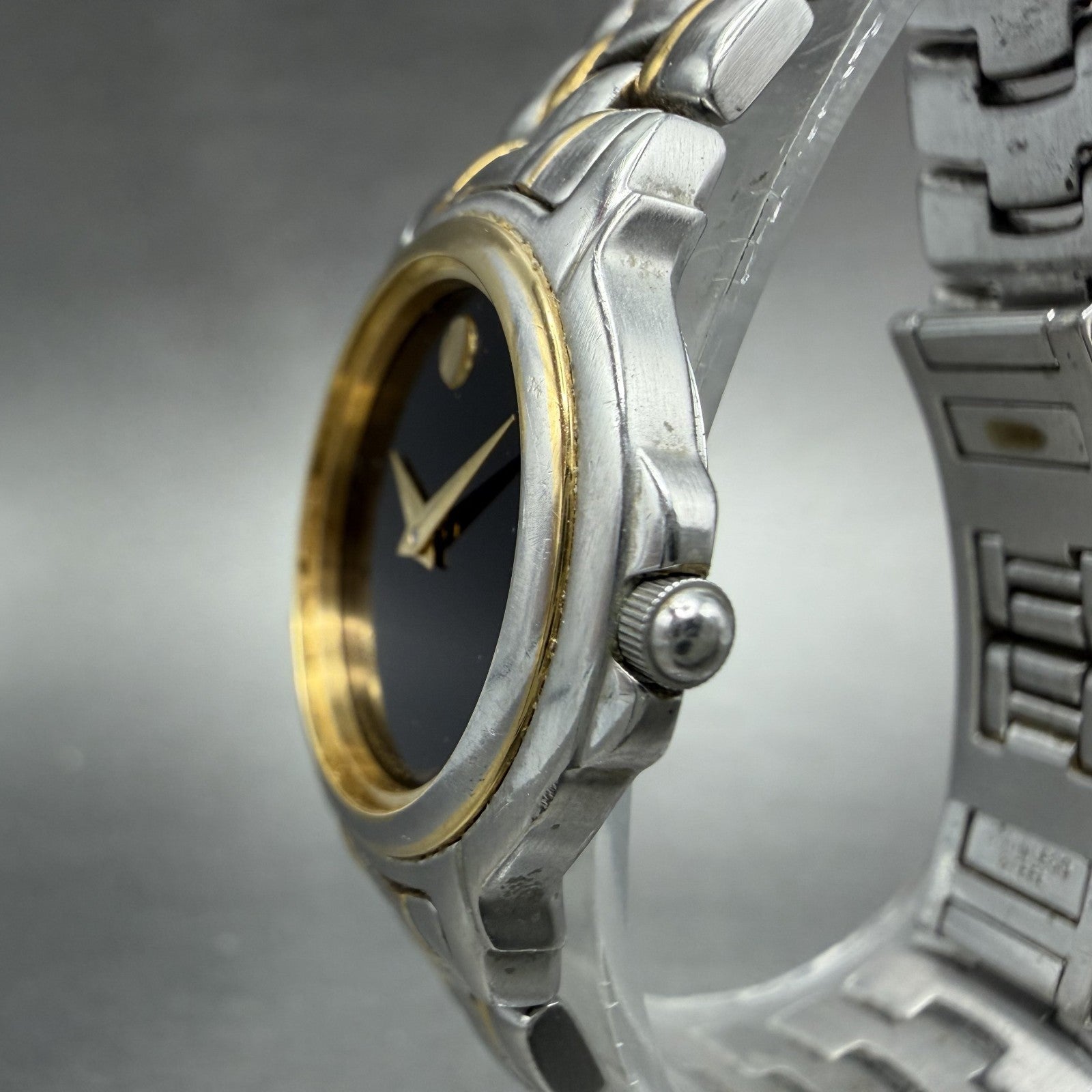 Movado Museum Watch Women 26mm Black Dial Two Tone Round NO CRYSTAL! 81-E4-98382