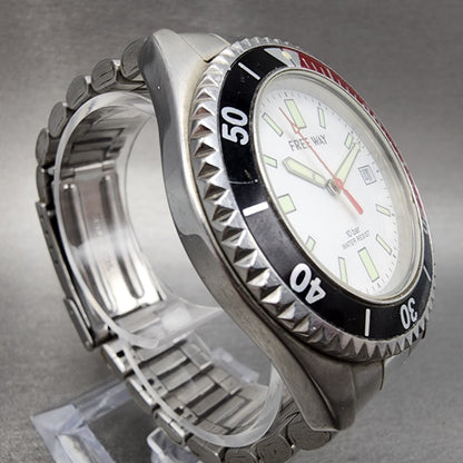Citizen Free Way Diver Watch Men 41mm White Dial Silver Tone Coke Bezel New Batt