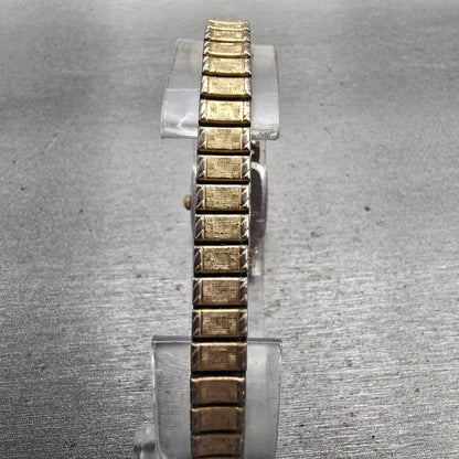 Seiko Watch Women 16mm Gold Dial Gold Tone Rectangle 5420-5301 New Battery VTG7