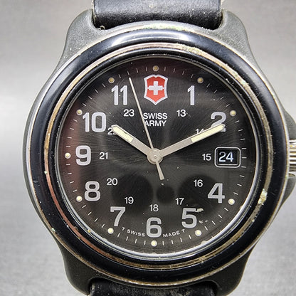 Swiss Army Watch men 39mm Black Dial Black Tone Date Round  New Battery1