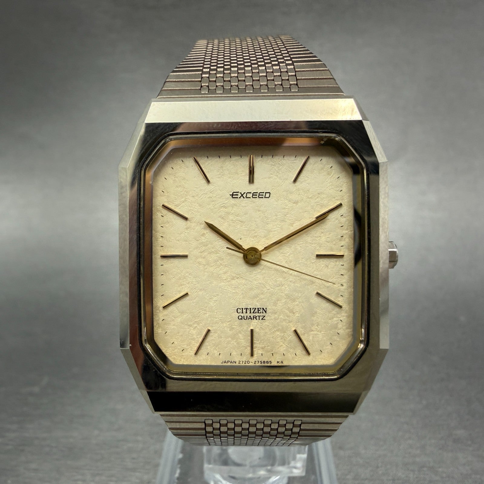 Citizen Exceed Tank Watch Men 29mm Cream Dial Gold Tone Octagon New Battery0
