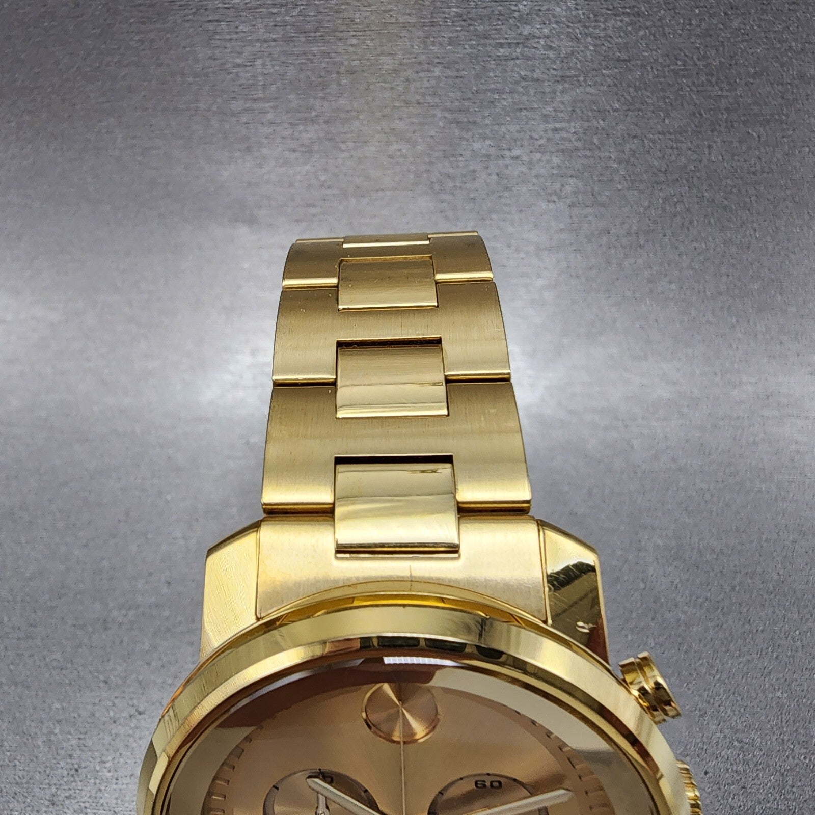 Movado Bold Chronograph Watch Men 44mm Gold Dial Gold Tone Round 3600278 New Bat4