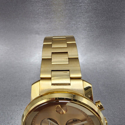 Movado Bold Chronograph Watch Men 44mm Gold Dial Gold Tone Round 3600278 New Bat4