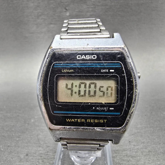 Casio B612W Watch Men 35mm Digital Silver Tone Date Hexagon New Battery 695 VTG0