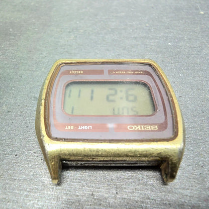 Seiko Digital Watch Men 33mm Brown Dial Gold Tone Daydate F051-5030 PARTS5