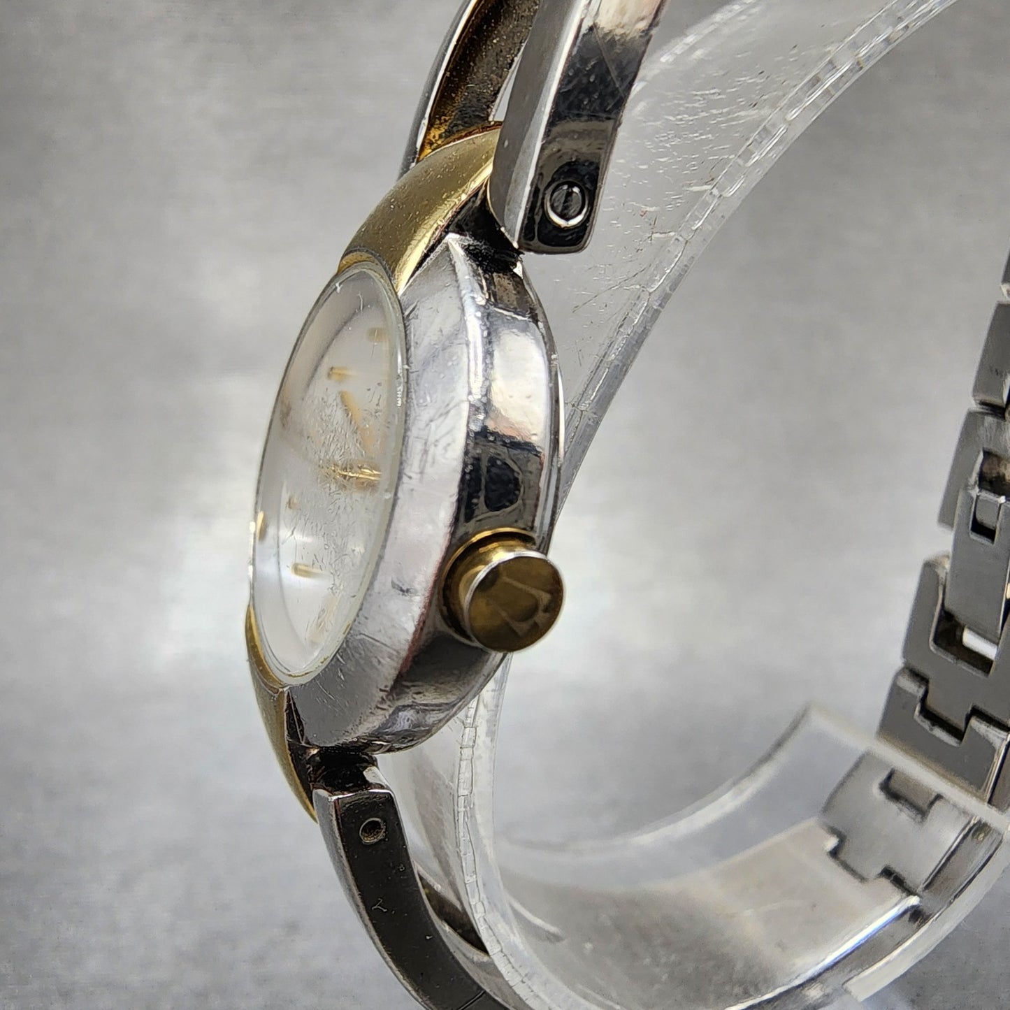 Bulova Watch Women 22mm MOP Dial Two Tone Round 98T80 Bangle New Battery2