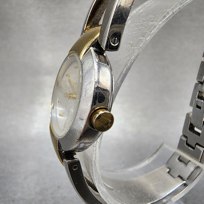 Bulova Watch Women 22mm MOP Dial Two Tone Round 98T80 Bangle New Battery2