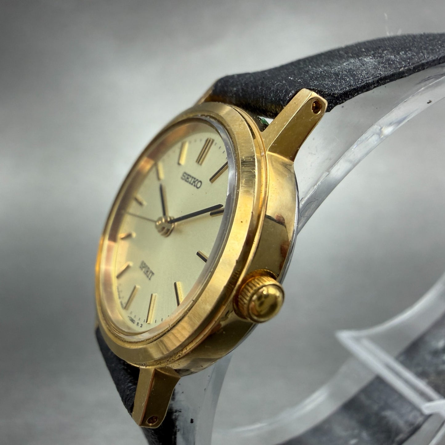 Seiko Spirit Watch Women 23mm Champagne Dial Gold Tone Round 4N21-0640 New Batt2