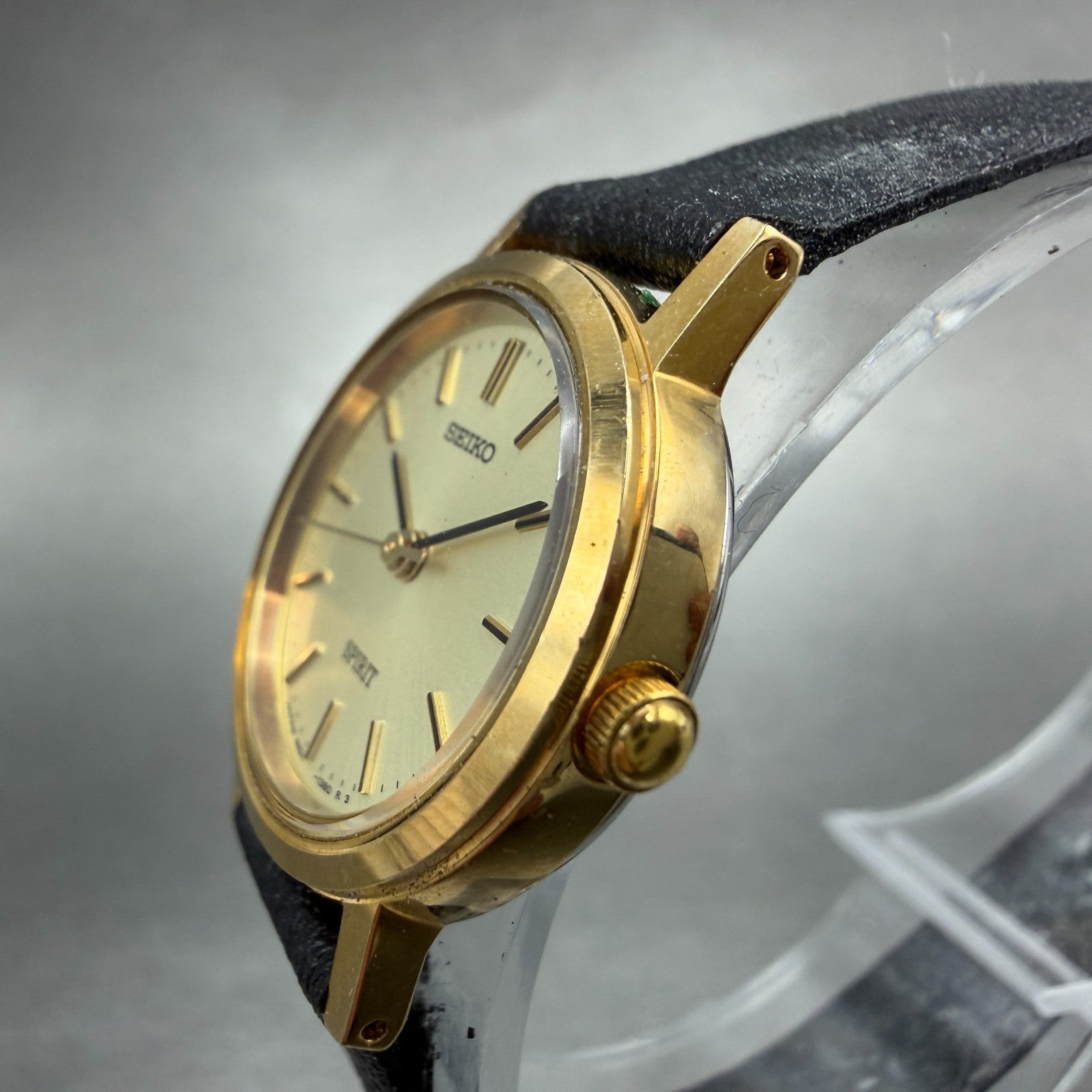 Seiko Spirit Watch Women 23mm Champagne Dial Gold Tone Round 4N21-0640 New Batt2