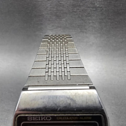Seiko Calculator Watch Men 35mm Black Silver Alarm C359-5000 PARTS VTG5