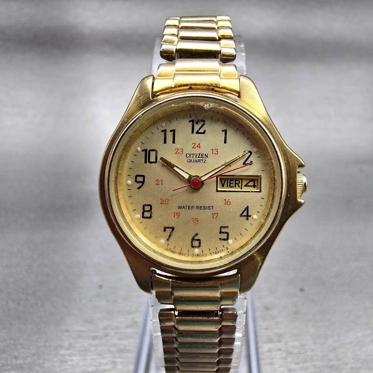 Citizen Watch Women 25mm Gold Dial Gold Tone Daydate Round 6000-S27182 New Batt0