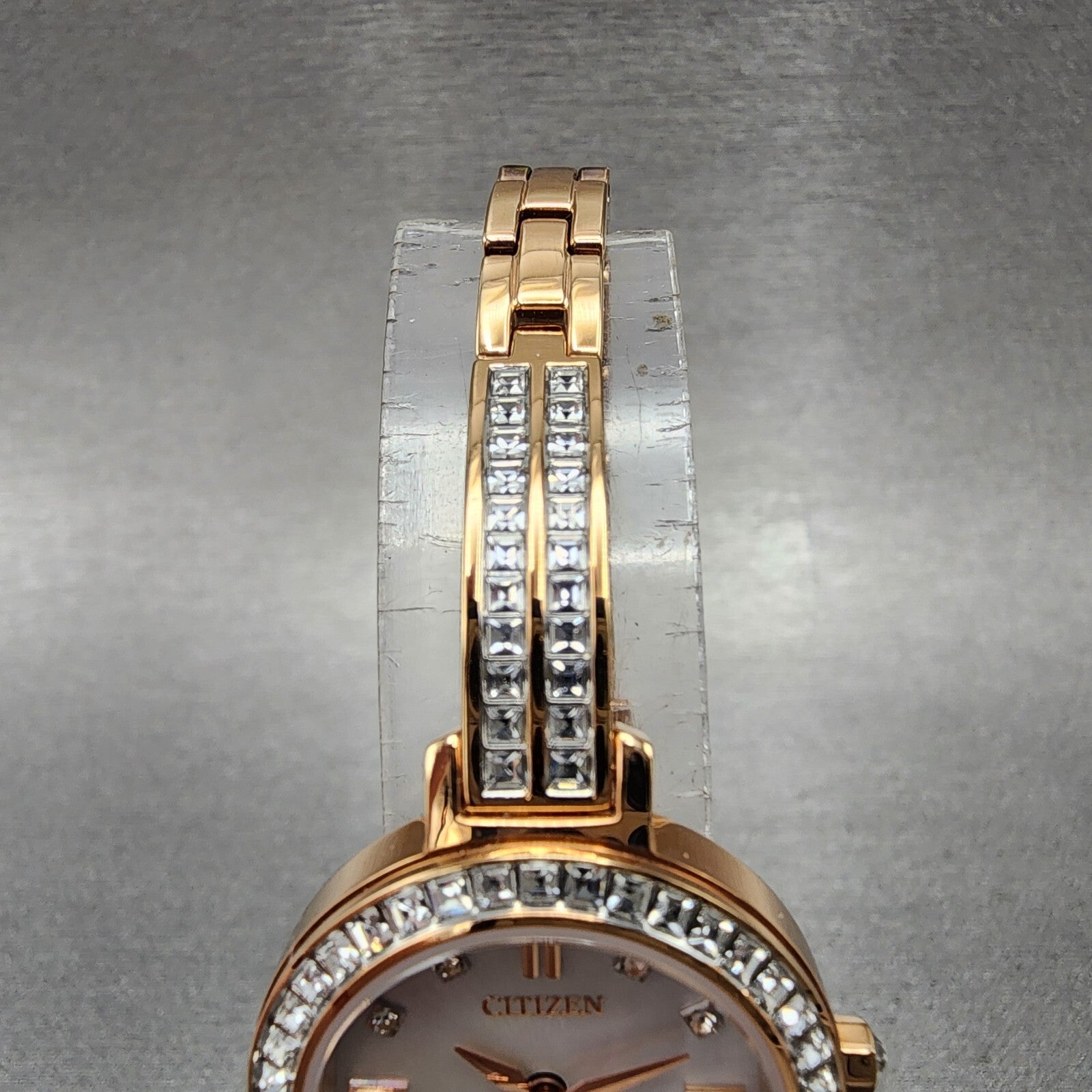 Citizen EcoDrive Silhouette Crystal Watch Women 25mm MOP Dial Rose Gold Tone4
