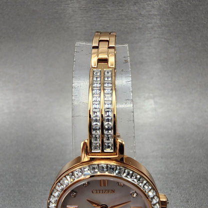 Citizen EcoDrive Silhouette Crystal Watch Women 25mm MOP Dial Rose Gold Tone4