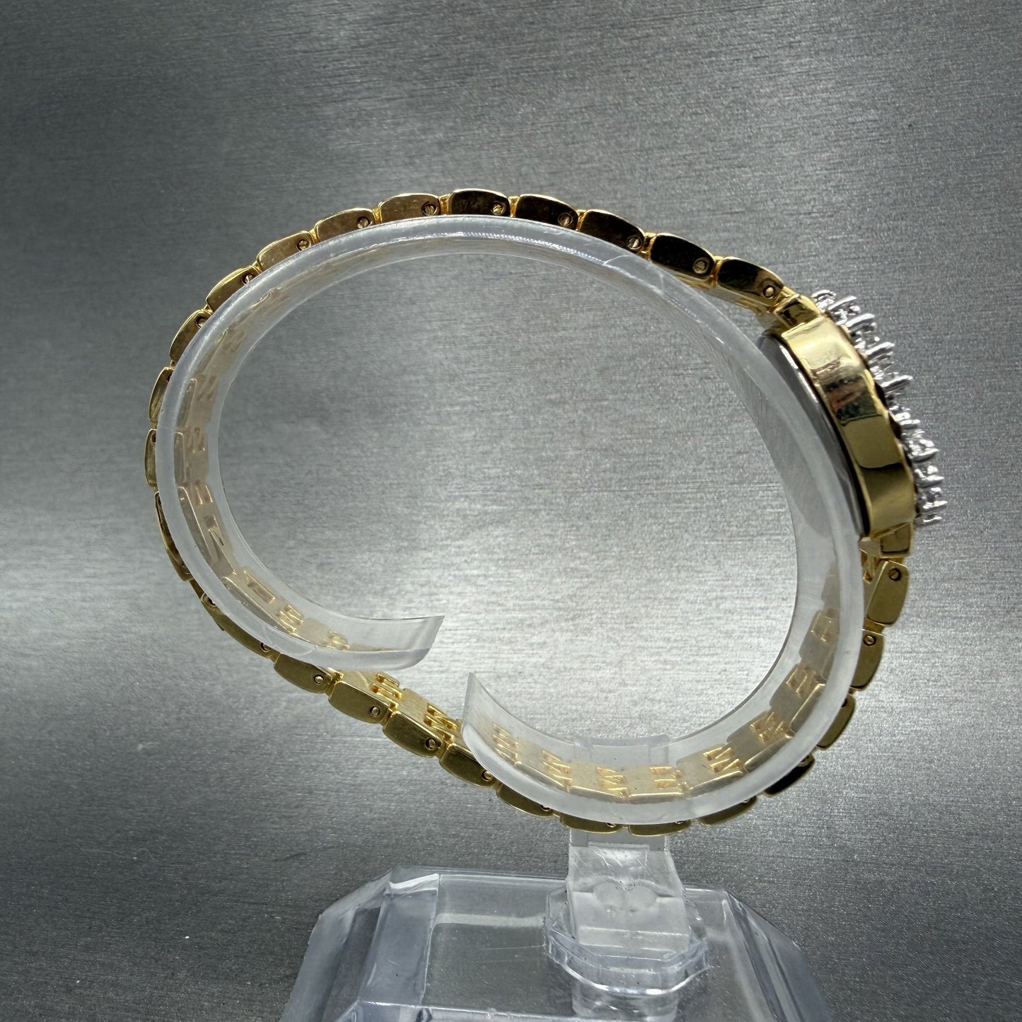Lucien Piccard Dufonte Watch Women 18mm Champagne Dial Gold Diamond Bezel NewBat8