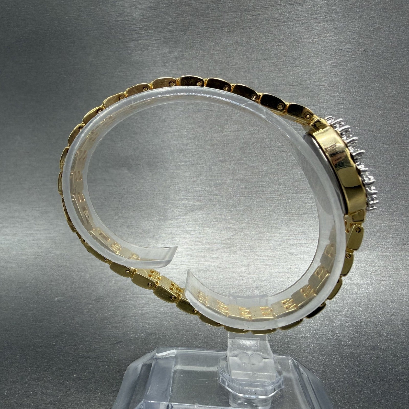 Lucien Piccard Dufonte Watch Women 18mm Champagne Dial Gold Diamond Bezel NewBat8