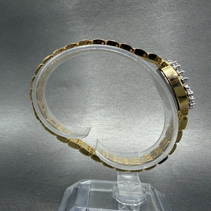 Lucien Piccard Dufonte Watch Women 18mm Champagne Dial Gold Diamond Bezel NewBat8