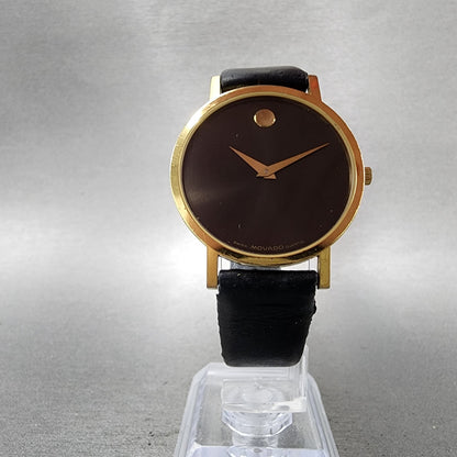 Movado Museum Watch 31mm Women Black Dial Gold Tone Round 87.45.882.1 New Batt5